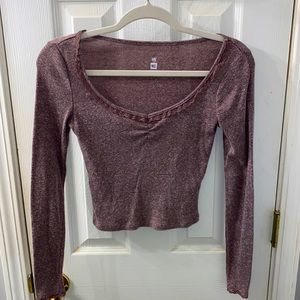 Me We Purple Long Sleeve Crop Top